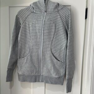Lululemon Gray Striped Scuba Full Zip Hoodie, size 6 never worn